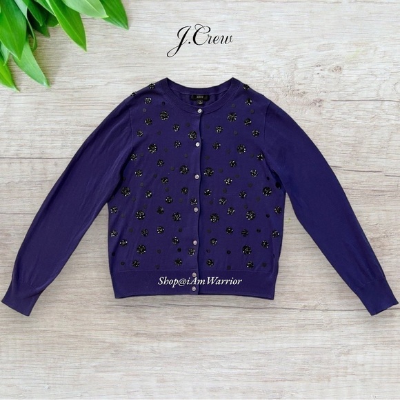 J.Crew sequin cluster button front crewneck cardigan *shop@iamwarrior - Picture 4 of 8